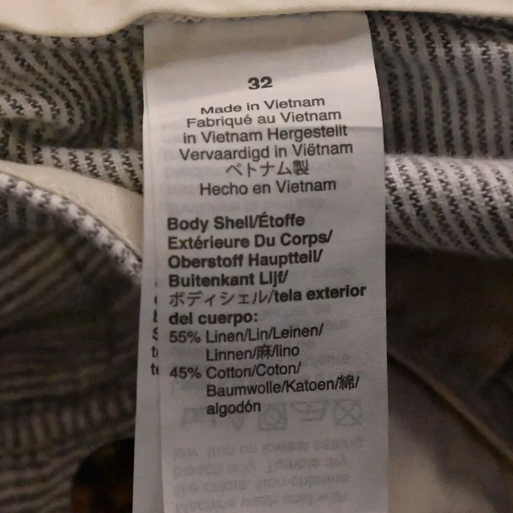 J Crew Gray White Stripe Linen Cotton Chino Shorts 9